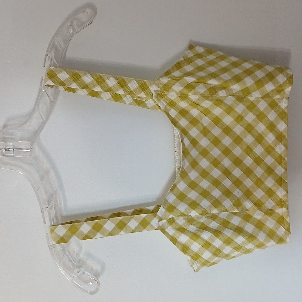Aerie Olive Green and White Gingham Farmer's Daughter Crop Top Festival Size S